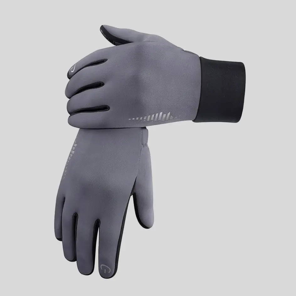 A sleek pair of neoprene grip gloves in light grey, offering a neutral and modern look.