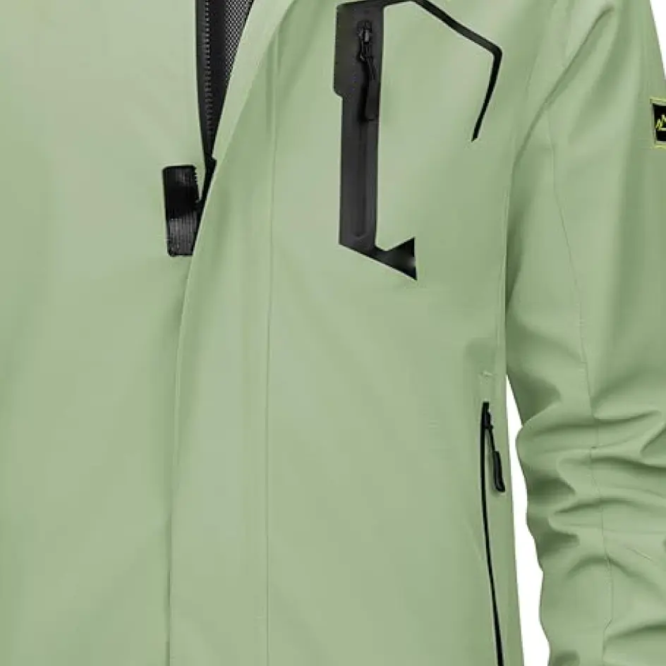 A waterproof jacket crafted from nylon, offering superior water resistance and flexibility for outdoor adventures.