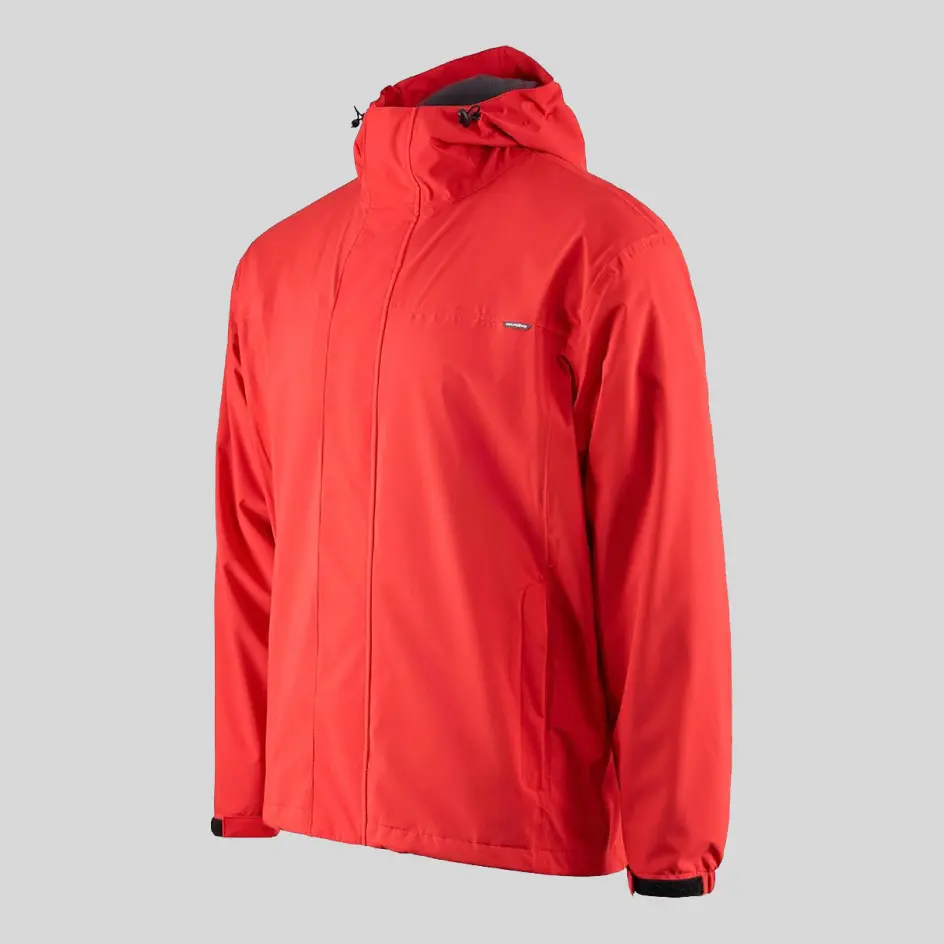 A waterproof jacket with adjustable drawstrings or waistbands, allowing for a customizable and secure fit.