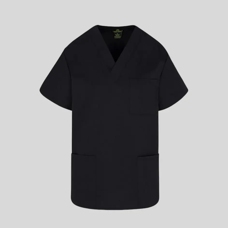 A high-performance antimicrobial scrub top designed to resist bacteria and odors, enhancing hygiene.