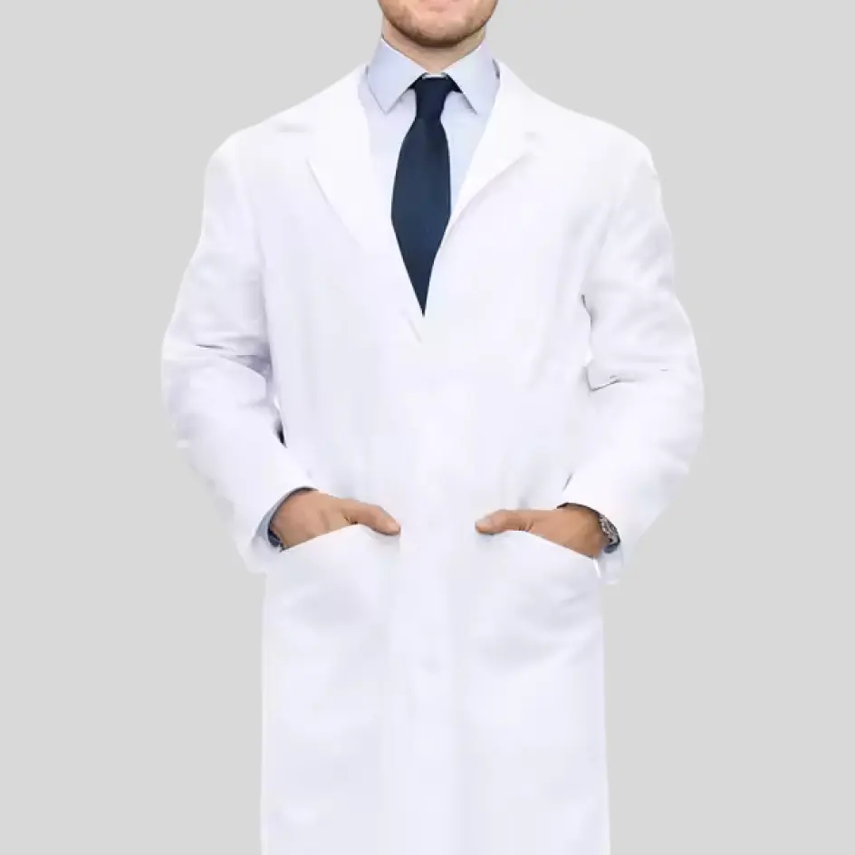 Wrinkle-resistant lab coat, ensuring a crisp and professional look throughout the day.