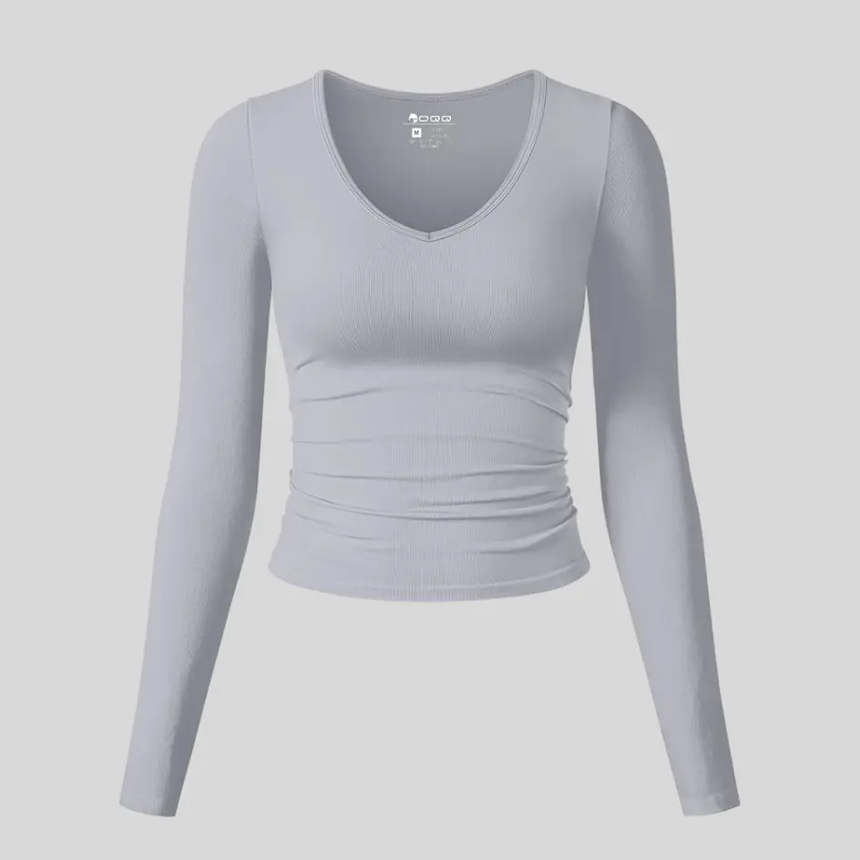 A lycra long sleeve yoga top, featuring four-way stretch for maximum flexibility.