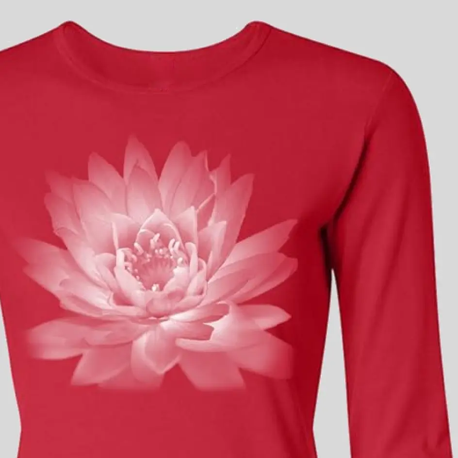 A long sleeve yoga top with screen printing, offering vibrant and long-lasting graphics.