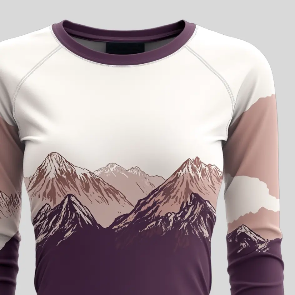 A long sleeve yoga top with heat transfer, ensuring a smooth and high-quality finish.