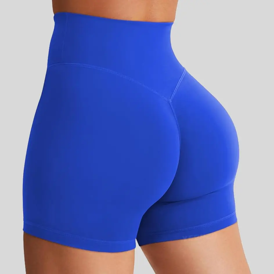 Royal blue yoga shorts, offering a bold and sporty aesthetic.