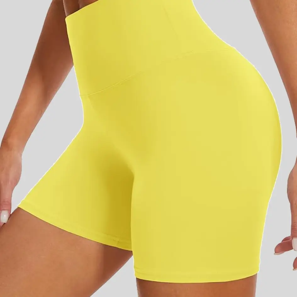 Yellow yoga shorts, bringing brightness and cheerfulness.