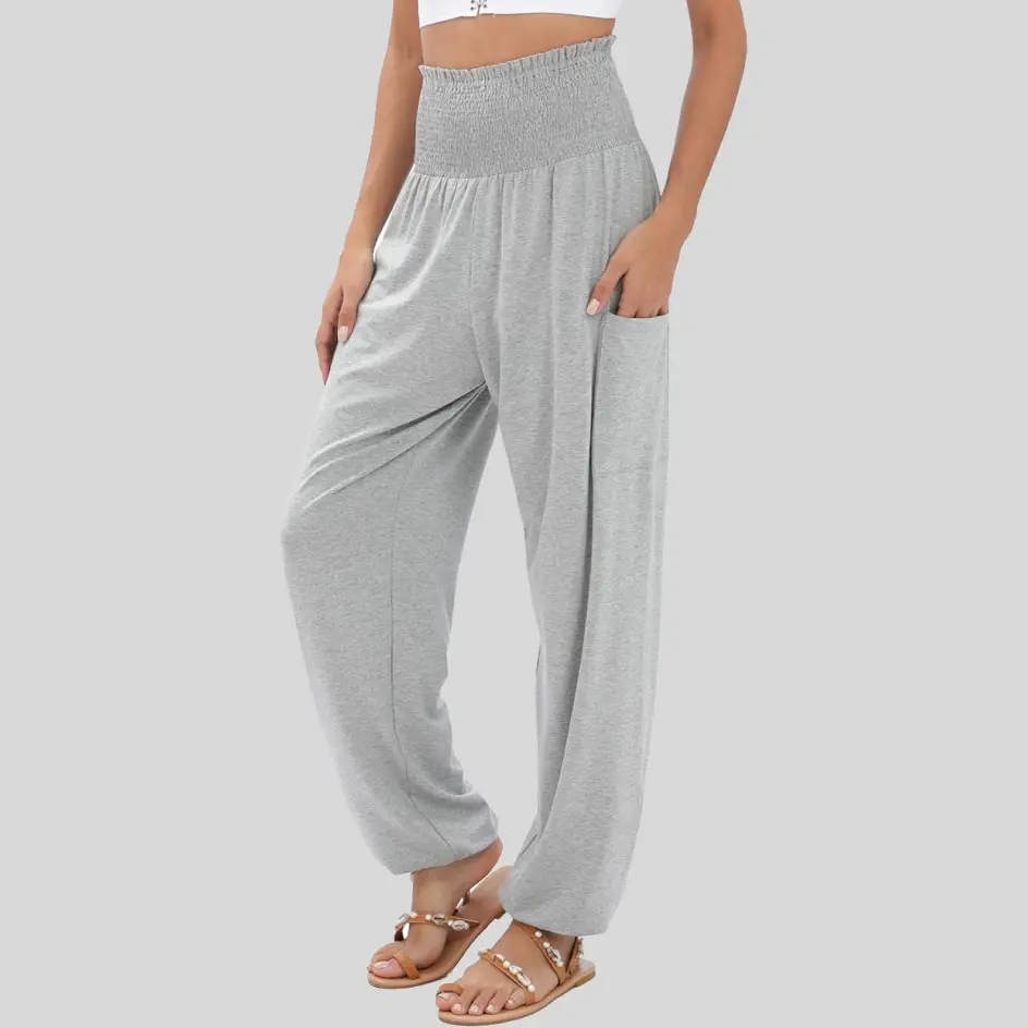 Harem pants in sport grey, featuring a neutral tone for casual and active wear.