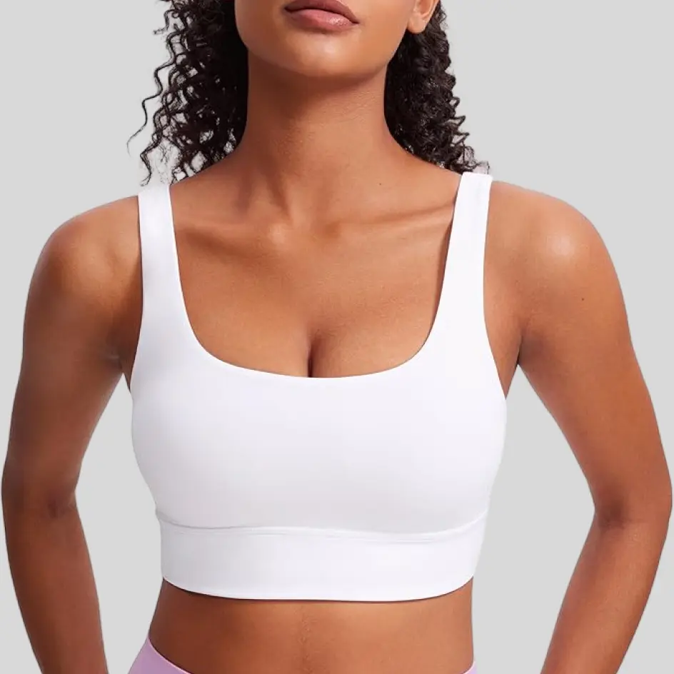 Sports bras available in white, offering a clean and fresh look for any outfit.