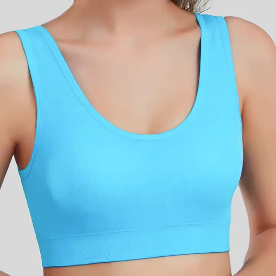 Sports bras in light blue, bringing a soft and refreshing color option.