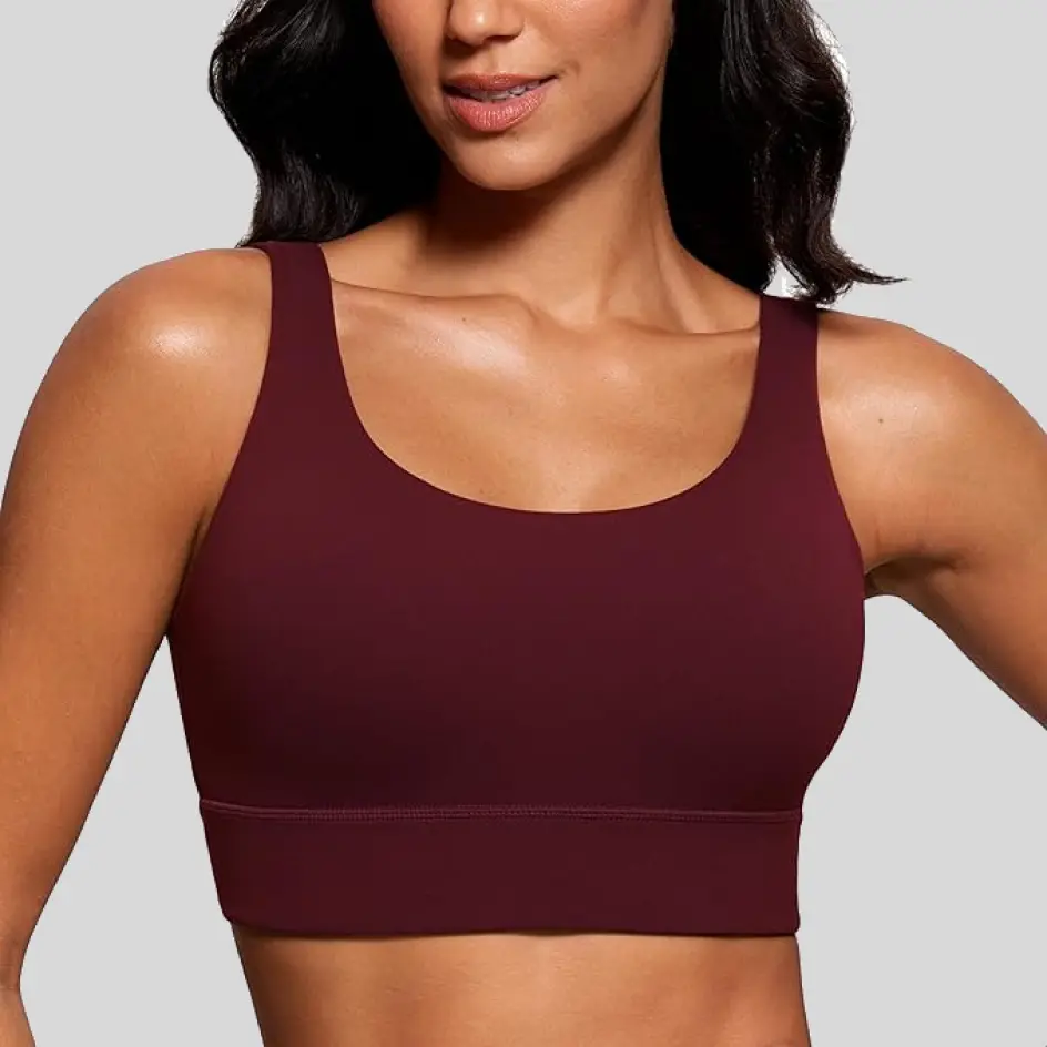 Sports bras in maroon, offering a deep, rich hue for a luxurious feel.