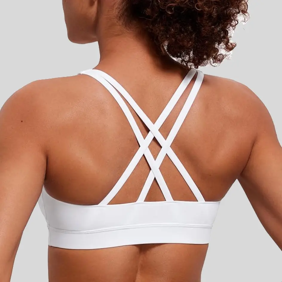 Strappy bras available in white, adding a clean and minimalist style.