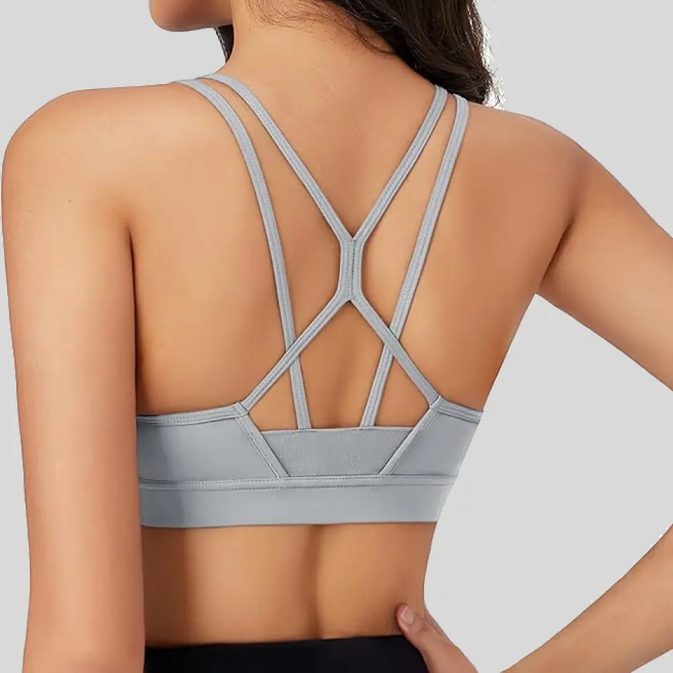 Strappy bras in sport grey, providing a cool and neutral option.