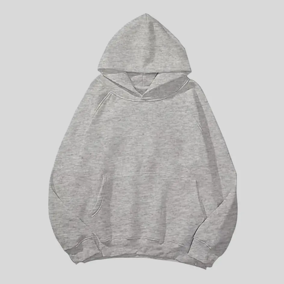 A sport grey pullover hoodie, adding a casual and athletic touch.