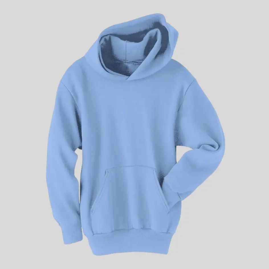 A light blue pullover hoodie, offering a fresh and calming color tone.