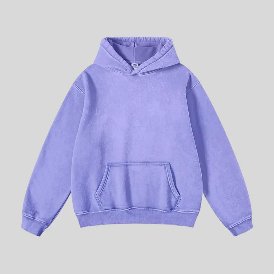 A purple pullover hoodie, offering a rich and regal color statement.