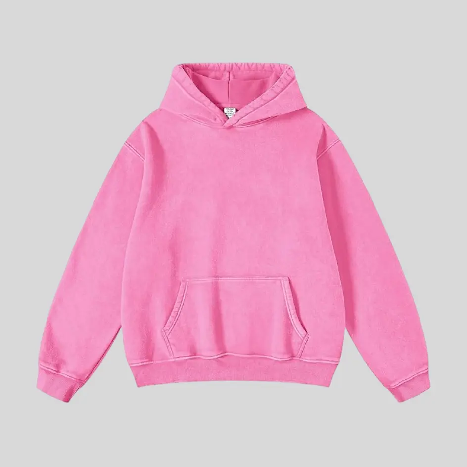 A light pink pullover hoodie, blending softness and elegance in one design.