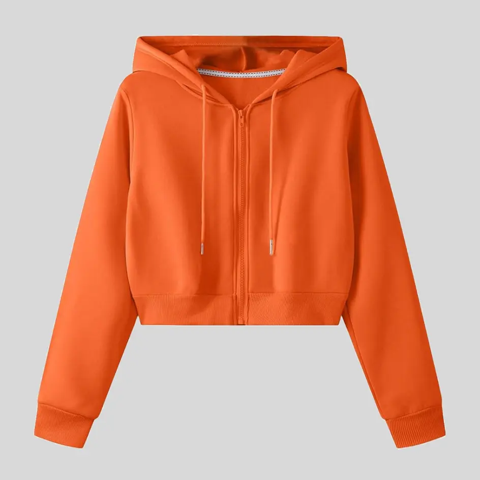 An orange crop hoodie with a bright and cheerful hue, adding a pop of color to any outfit.