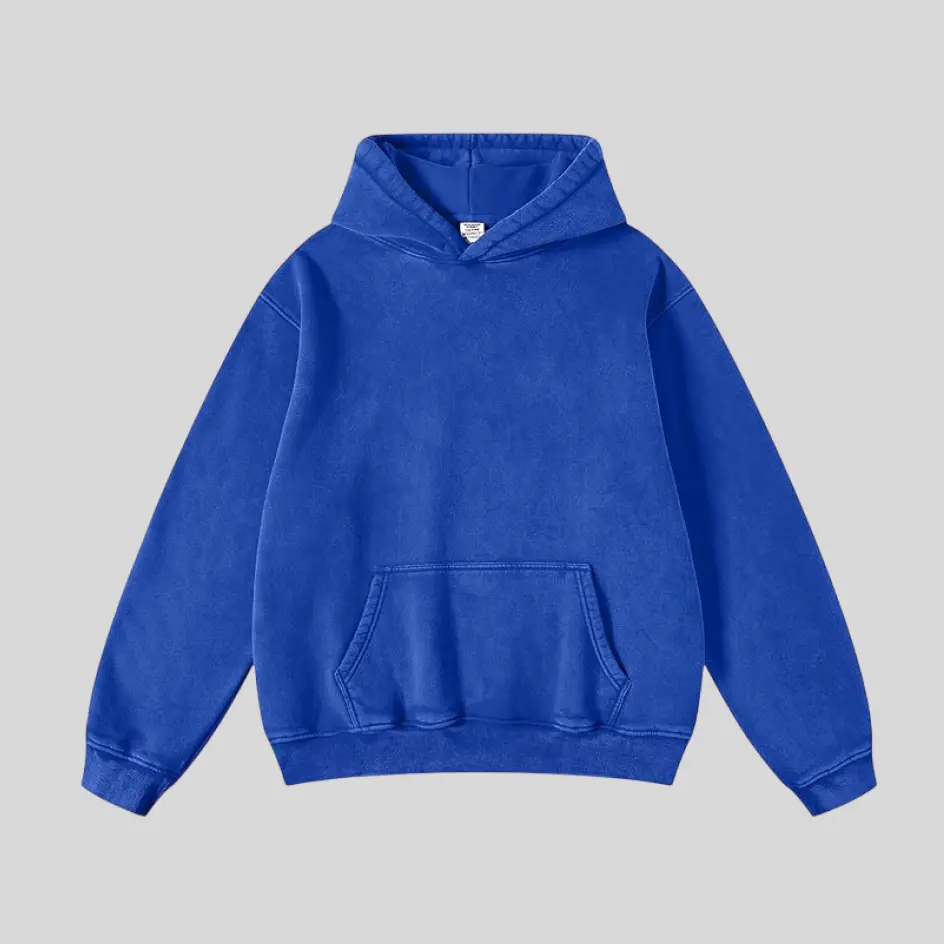 A royal blue oversized hoodie with a vibrant and bold color, making a strong statement.