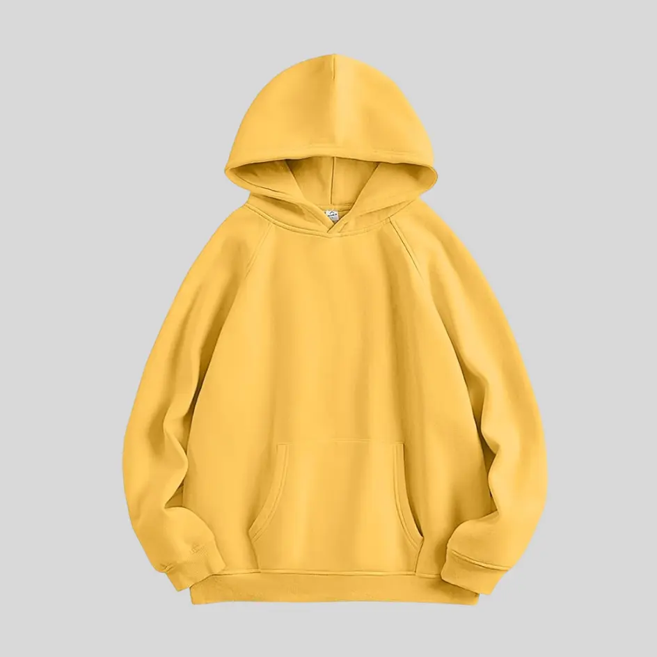 A yellow oversized hoodie with a cheerful and sunny tone, adding warmth to any outfit.