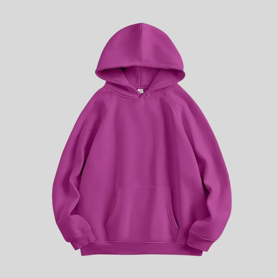 A purple oversized hoodie with a luxurious and bold shade, making a unique fashion statement.