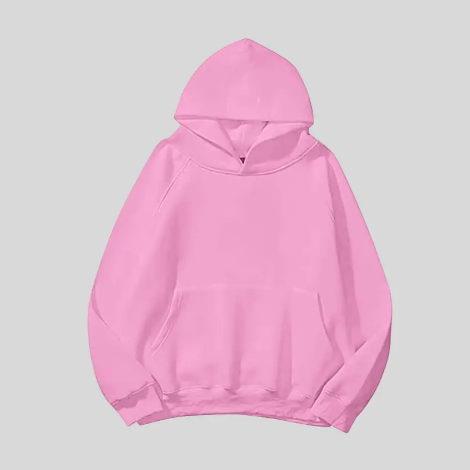 A light pink oversized hoodie with a soft and delicate tone, creating a cute and stylish look.