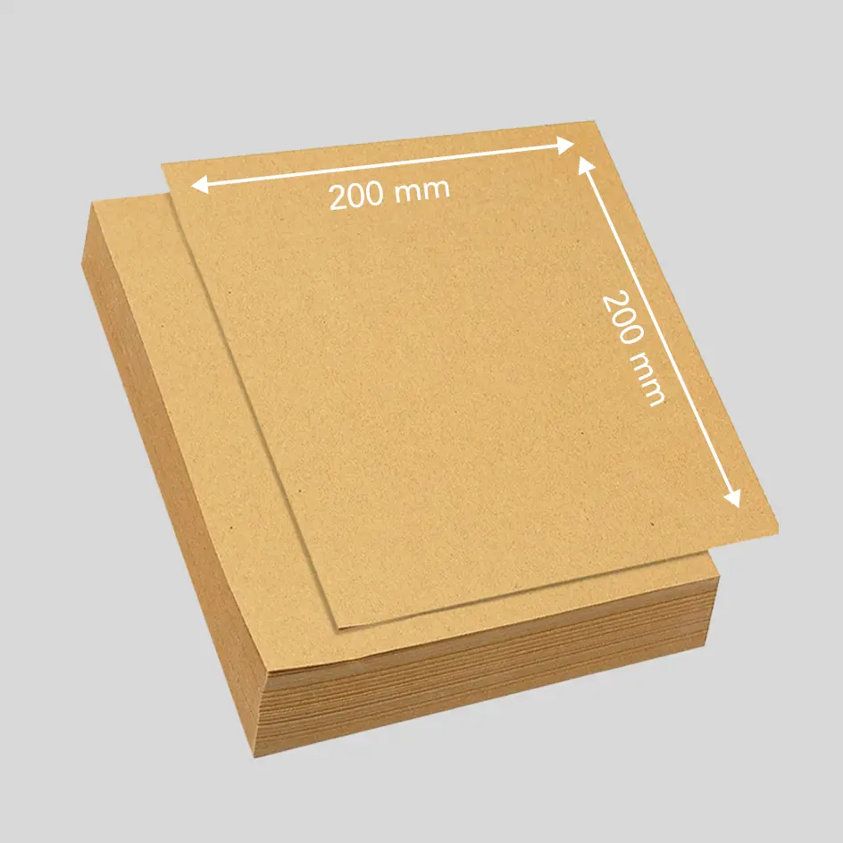 A square-shaped food paper measuring 200x200mm (8x8"), providing a balanced size for food wrapping or plating.