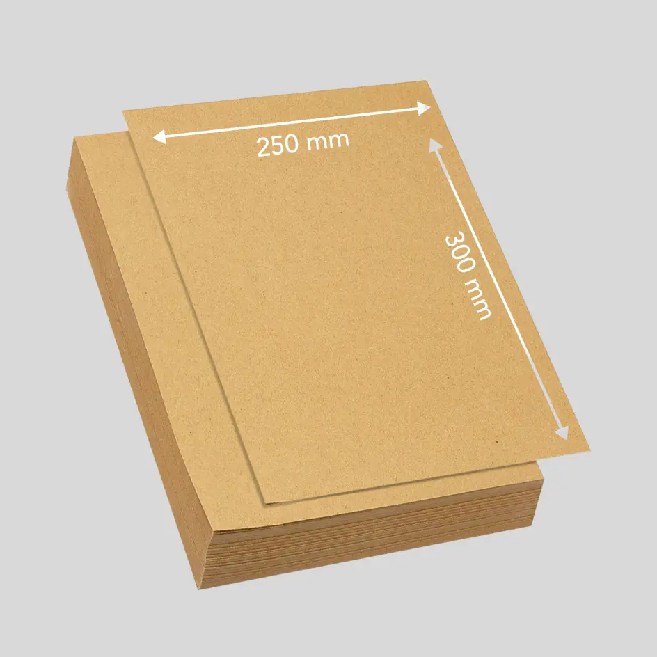 A rectangular food paper sheet sized at 250x300mm (10x12"), offering ample coverage for packaging food items.