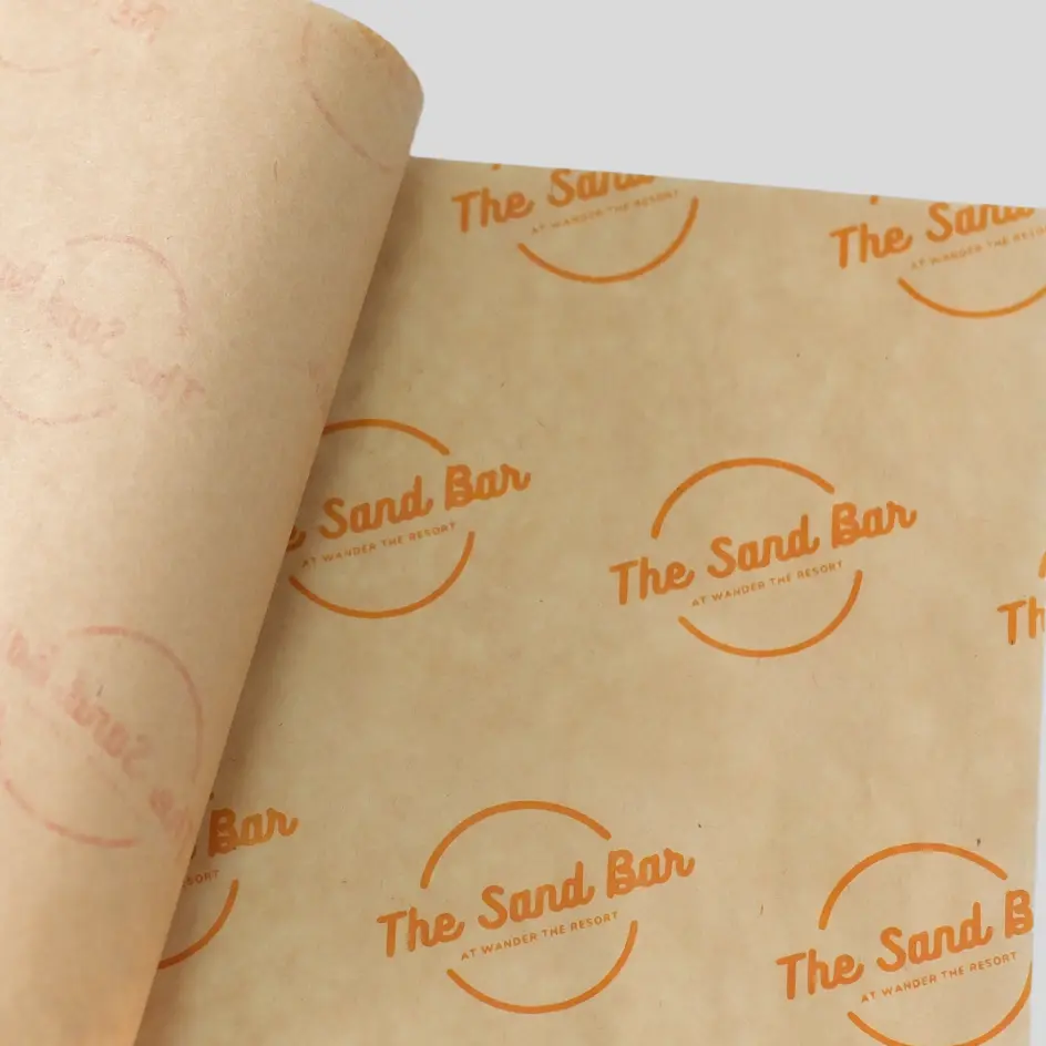 A natural kraft food paper sheet, featuring a rustic and eco-friendly appearance for sustainable food packaging.