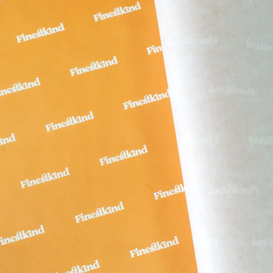 A tissue paper with 1 color full background print, covering the entire sheet for a bold branding effect.