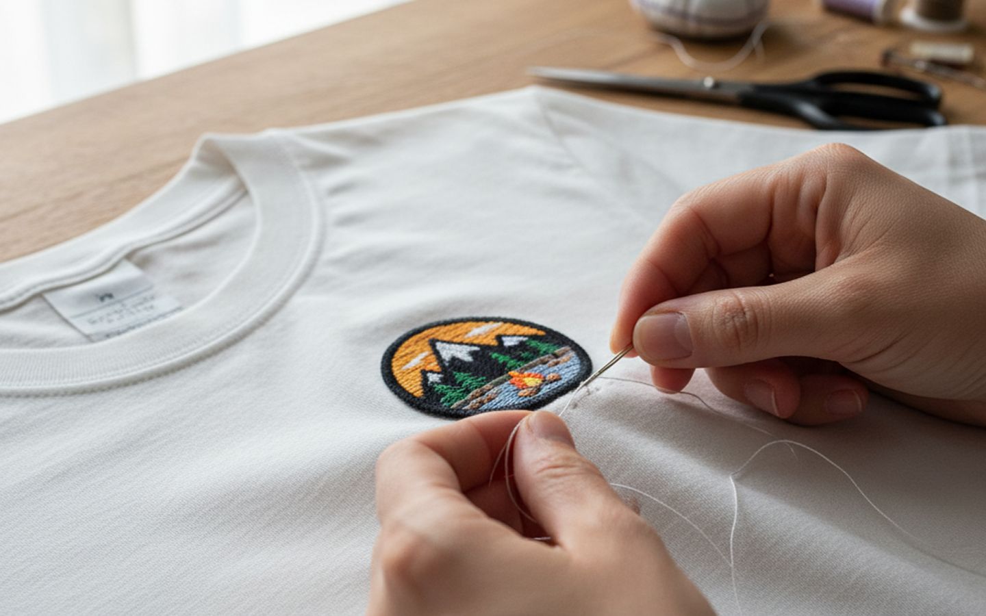 hand sewing embroidered patches