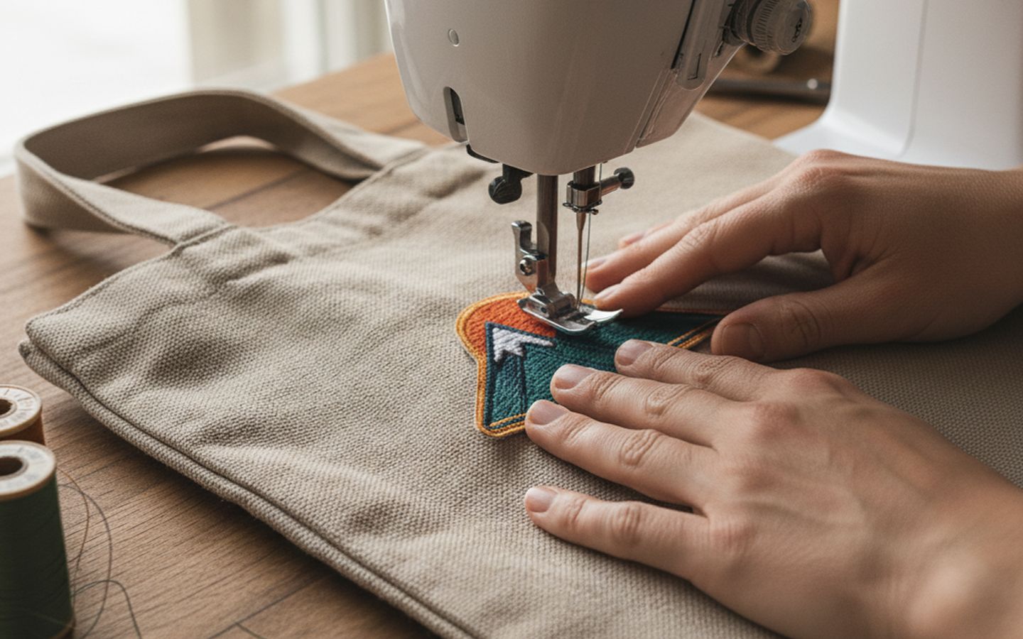 machine sewing embroidered patches