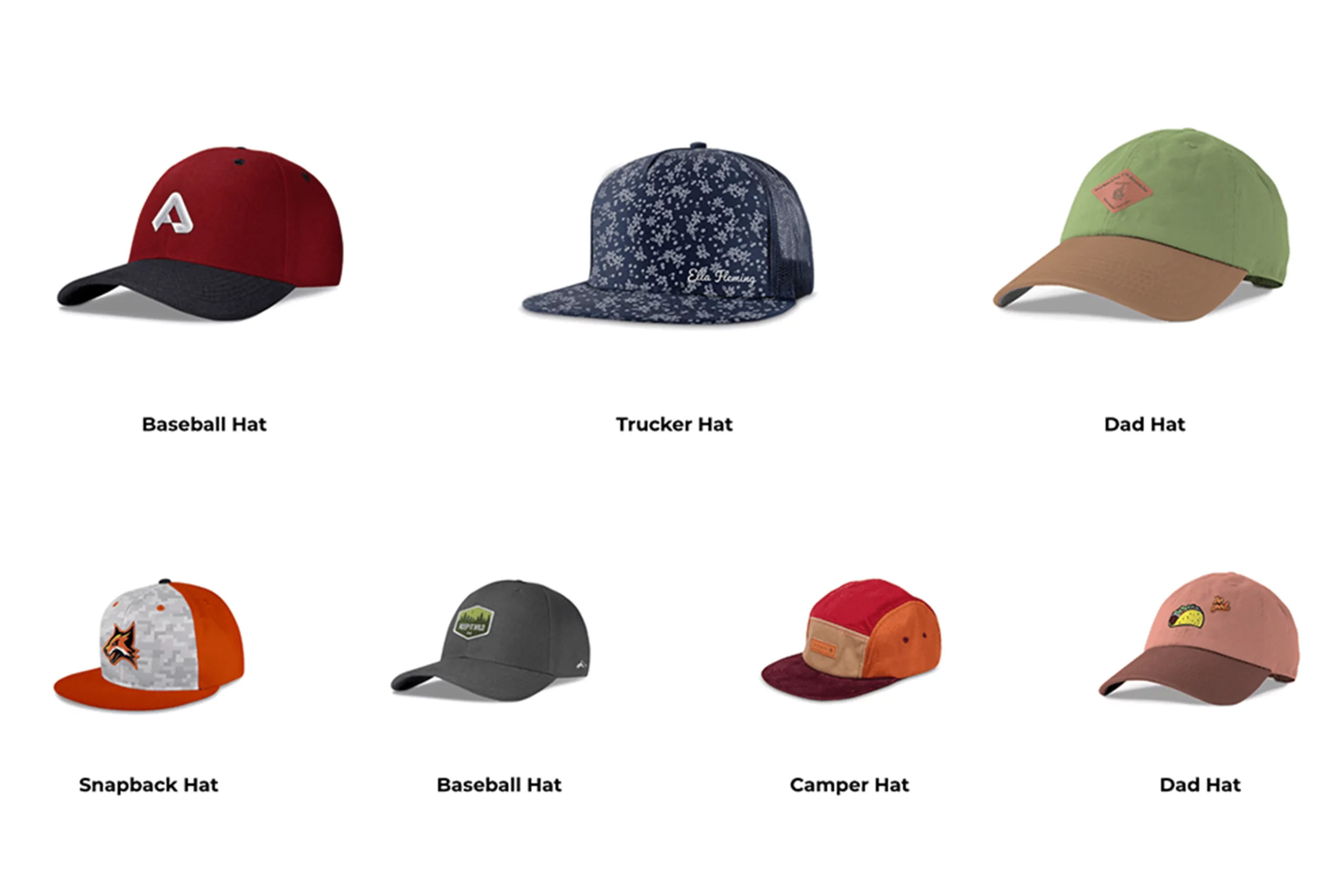 Different types of hats list on sale