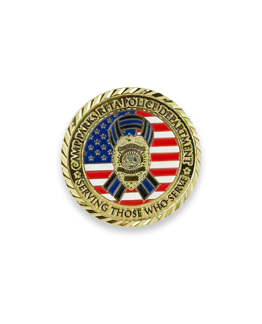 Custom police coin showcasing detailed designs and vibrant colors, honoring service and dedication.