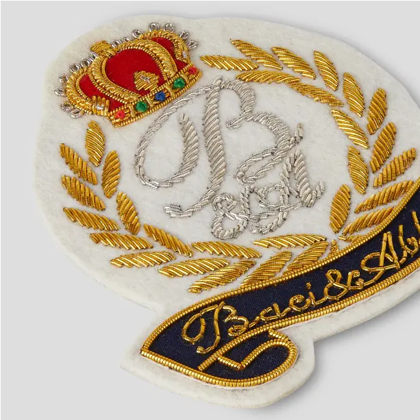 Unique custom bullion patch showcasing detailed embroidery, ideal for enhancing apparel or as a collectible item.