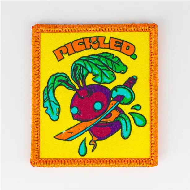 Vibrant custom printed patch, perfect for personalizing your wardrobe or gear, making a bold statement wherever you go.