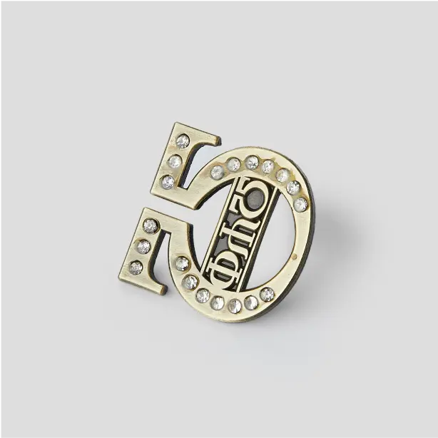 Custom die struck pin featuring intricate design, perfect for showcasing your brand or commemorating special events.