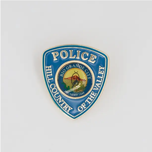 Personalized police lapel pin with a badge motif, embodying commitment and respect for law enforcement.