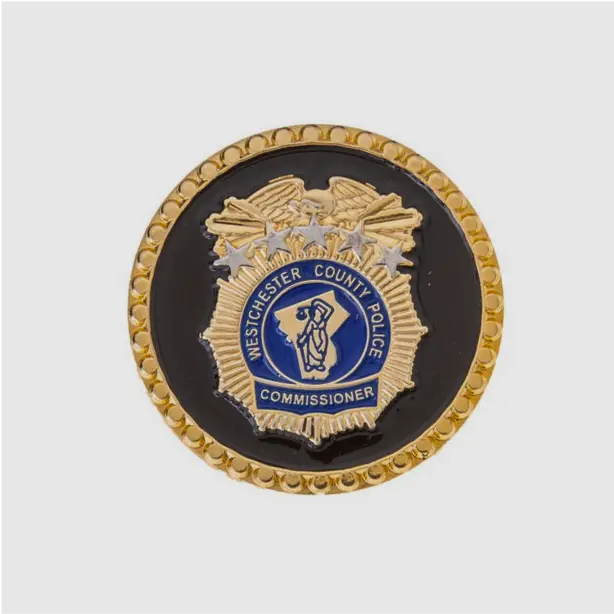 Tailored police lapel pin displaying a badge, celebrating the bravery and service of law enforcement professionals.