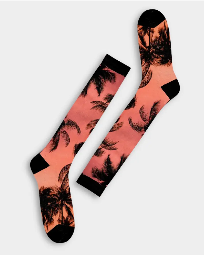 360 printed socks with full-wrap designs, displaying eye-catching patterns and vivid colors throughout.