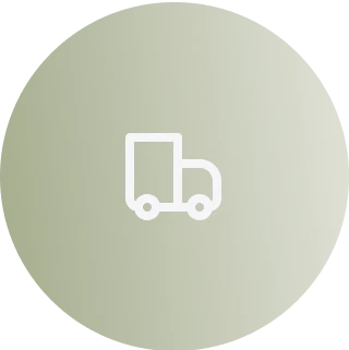 Delivery truck icon on a light green background for 'Make and Ship,' representing the process of production and delivery.