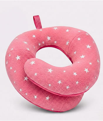 U-shaped neck pillow with reinforced seams and integrated hanging loop design