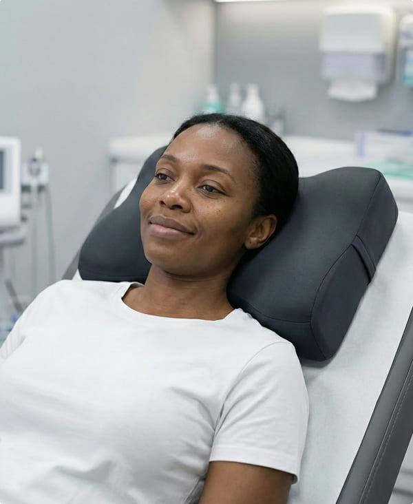 Ergonomic neck pillow providing structured support during seated rest and recovery